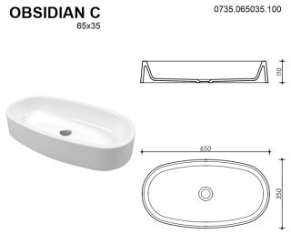 Раковина Whitecross Obsidian C 0735.065035.100 65см белый глянец